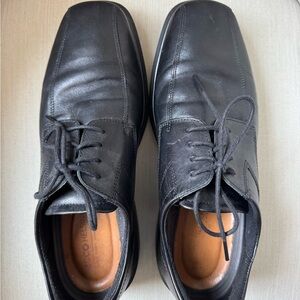 Ecco Men's Black Leather Lace-Up Oxfords
